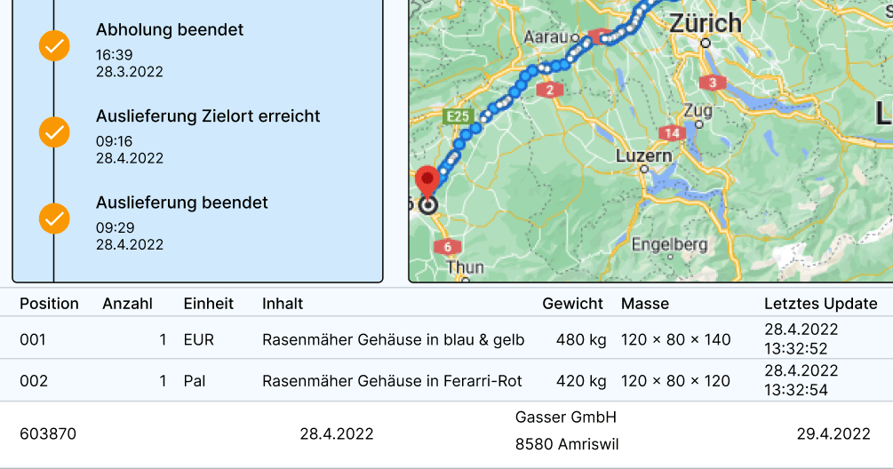 Development of a transport customer portal with integration in TMS